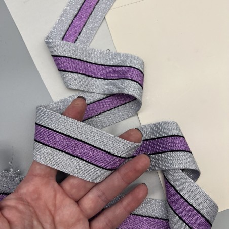 Лампасы трикотажные для шитья, сиренево-серые, 4 см