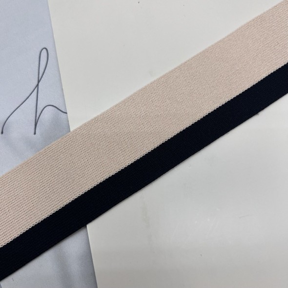 Лампасы трикотажные для шитья, молочные с черной полоской, 4 см