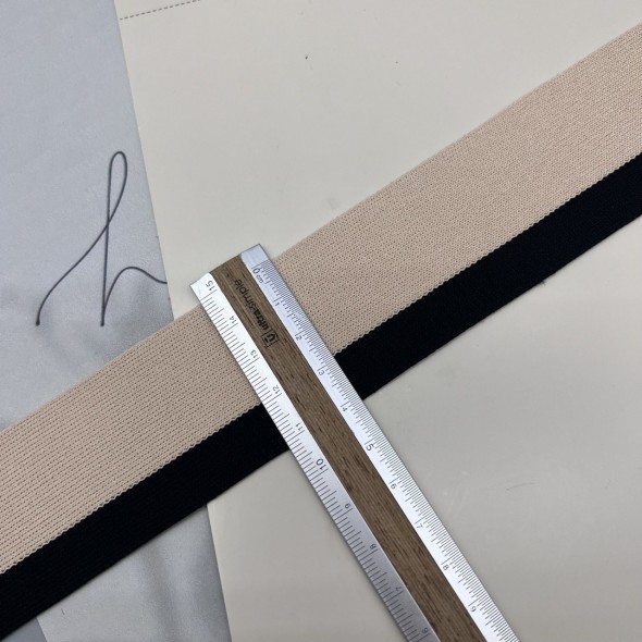 Лампасы трикотажные для шитья, молочные с черной полоской, 4 см