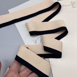 Лампасы трикотажные для шитья, молочные с черной полоской, 4 см