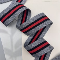 Лампасы трикотажные для шитья, полосатые с люрексом, 3,5 см