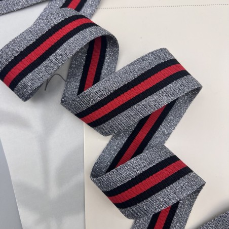 Лампасы трикотажные для шитья, полосатые с люрексом, 3,5 см