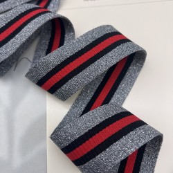 Лампасы трикотажные для шитья, полосатые с люрексом, 3,5 см