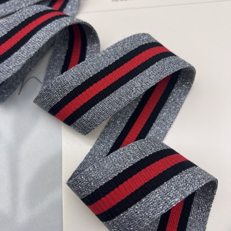 Лампасы трикотажные для шитья, полосатые с люрексом, 3,5 см