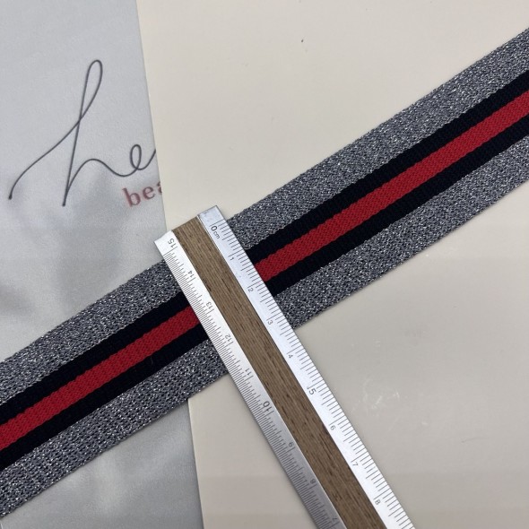 Лампасы трикотажные для шитья, полосатые с люрексом, 3,5 см