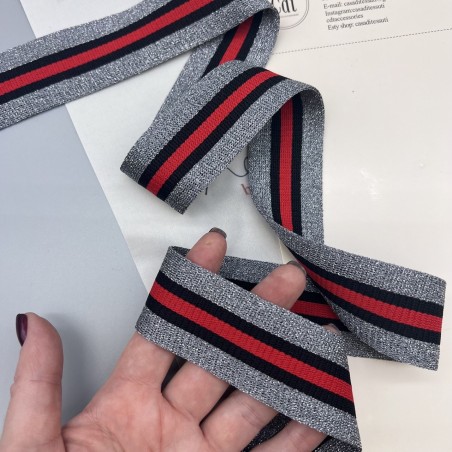 Лампасы трикотажные для шитья, полосатые с люрексом, 3,5 см
