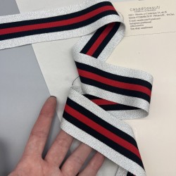 Лампасы трикотажные для шитья, полосатые с люрексом, 4,5 см
