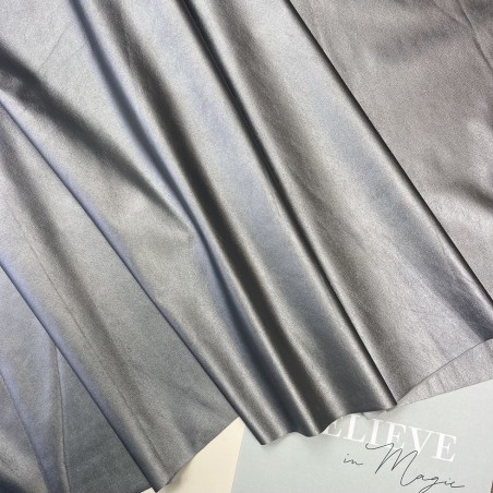 Экокожа на трикотажной основе, тонкая, цвет темное серебро