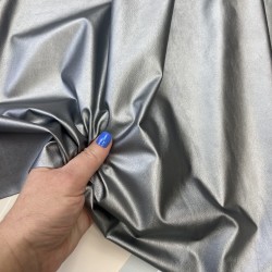 Экокожа на трикотажной основе, тонкая, цвет темное серебро