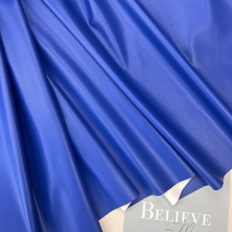 Экокожа на трикотажной основе, ярко-синяя