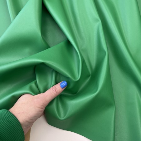Экокожа на трикотажной основе, ярко-зелёная