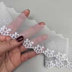 Кружево бледно голубое со звёздами , ширина 5 см