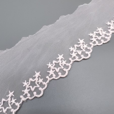 Кружево бледно розовое со звёздами , ширина 5 см