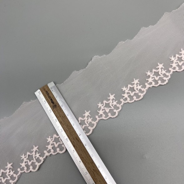Кружево бледно розовое со звёздами , ширина 5 см
