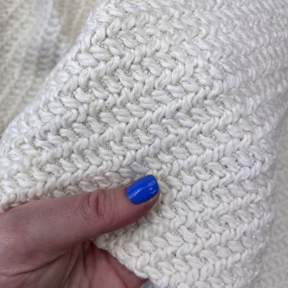 Ткань пальтовая крупное диагональное плетение, молочная