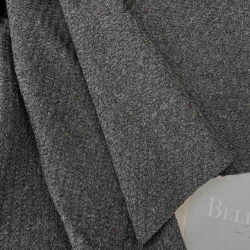 Ткань пальтовая крупное диагональное плетение, серая