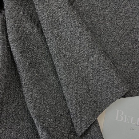 Ткань пальтовая крупное диагональное плетение, серая