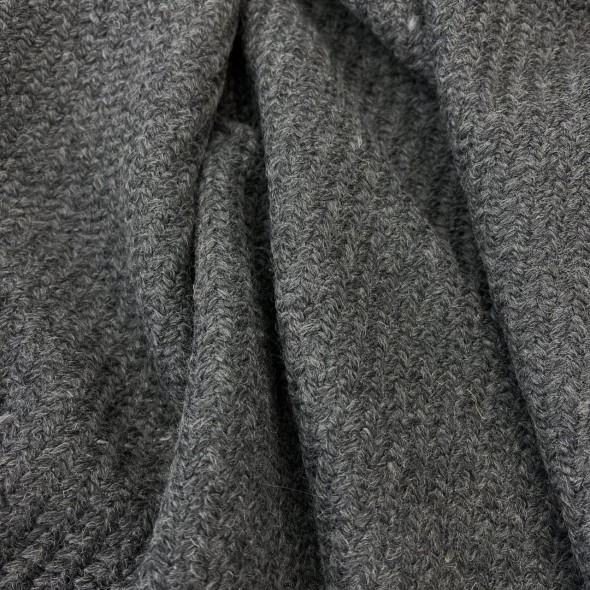 Ткань пальтовая крупное диагональное плетение, серая