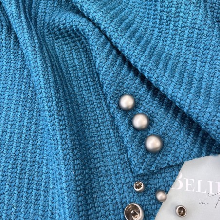 Ткань пальтовая крупное диагональное плетение, бирюзовая