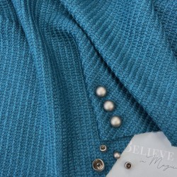 Ткань пальтовая крупное диагональное плетение, бирюзовая