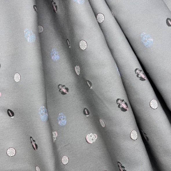 Жаккард светло-серый с мелкими черепами по всему полотну