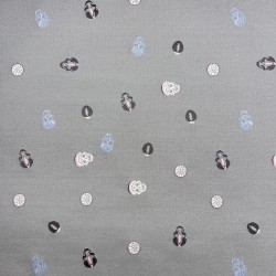 Жаккард светло-серый с мелкими черепами по всему полотну