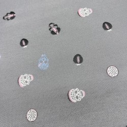 Жаккард светло-серый с мелкими черепами по всему полотну