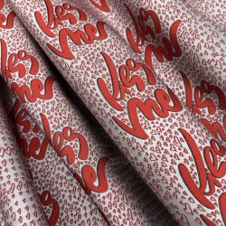 Ткань жаккард серо-красный Kiss Me