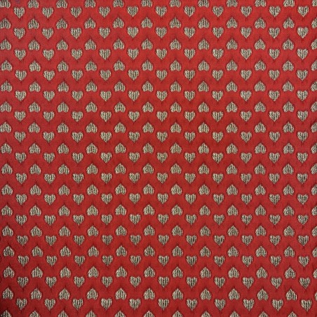 Жаккард с сердцами, красный с золотистыми сердцами