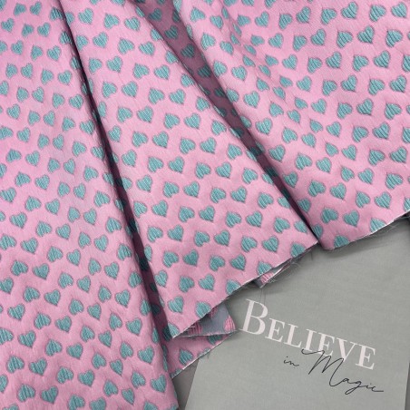 Жаккард с сердцами, нежно-розовый