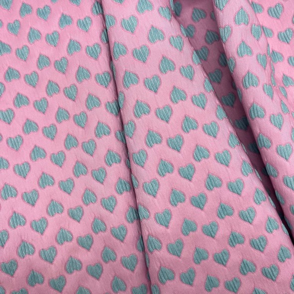 Жаккард с сердцами, нежно-розовый