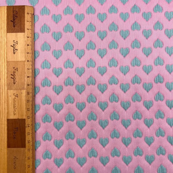 Жаккард с сердцами, нежно-розовый