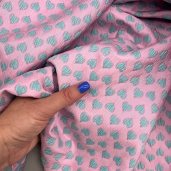 Жаккард с сердцами, нежно-розовый