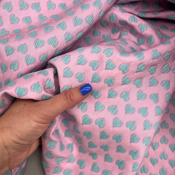 Жаккард с сердцами, нежно-розовый