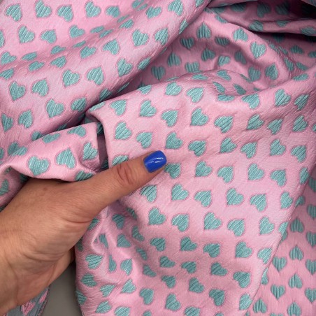 Жаккард с сердцами, нежно-розовый