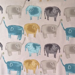 Ткань хлопок бежевый со слонами