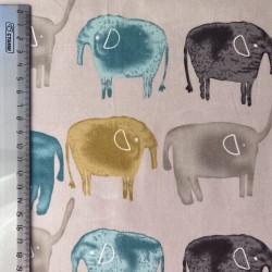 Ткань хлопок бежевый со слонами