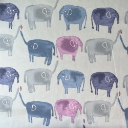 Ткань хлопок голубой со слонами