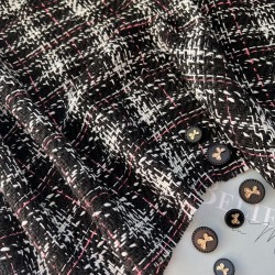 Твид черно-белый  матовый в клетку