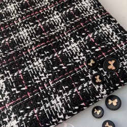 Твид черно-белый  матовый в клетку