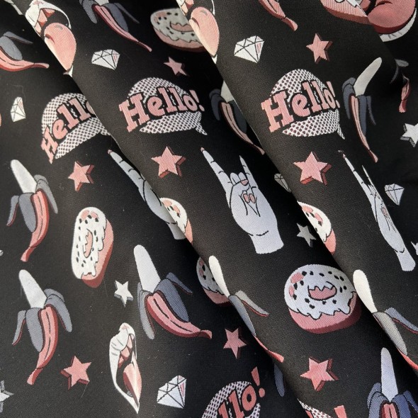 Ткань жаккардовая с рисунком в стиле поп-арт