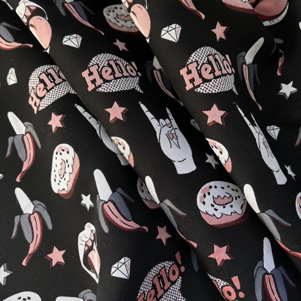 Ткань жаккардовая с рисунком в стиле поп-арт