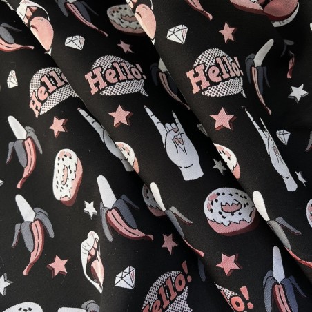 Ткань жаккардовая с рисунком в стиле поп-арт