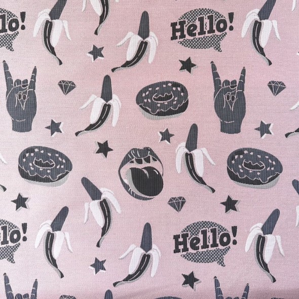 Ткань жаккардовая с рисунком в стиле поп-арт