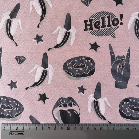 Ткань жаккардовая с рисунком в стиле поп-арт