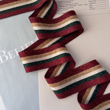 Лампасы трикотажные, полосатые с люрексом, 4 см