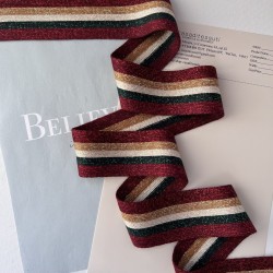 Лампасы трикотажные, полосатые с люрексом, 4 см