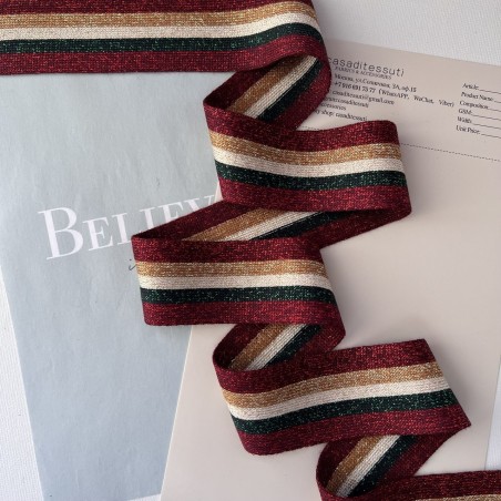 Лампасы трикотажные, полосатые с люрексом, 4 см