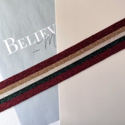 Лампасы трикотажные, полосатые с люрексом, 4 см