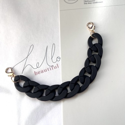 Цепочка брелок пластиковая черная матовая, 20 см